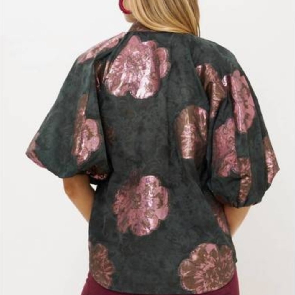 OLIPHANT NWT Rosa Black Button Neck Top SZ S - Picture 2 of 11